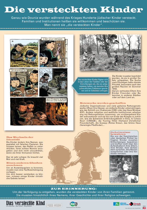 Les enfants cachés : panneau 8 de l'exposition pédagogique Seconde Guerre mondiale "L'enfant cachée"