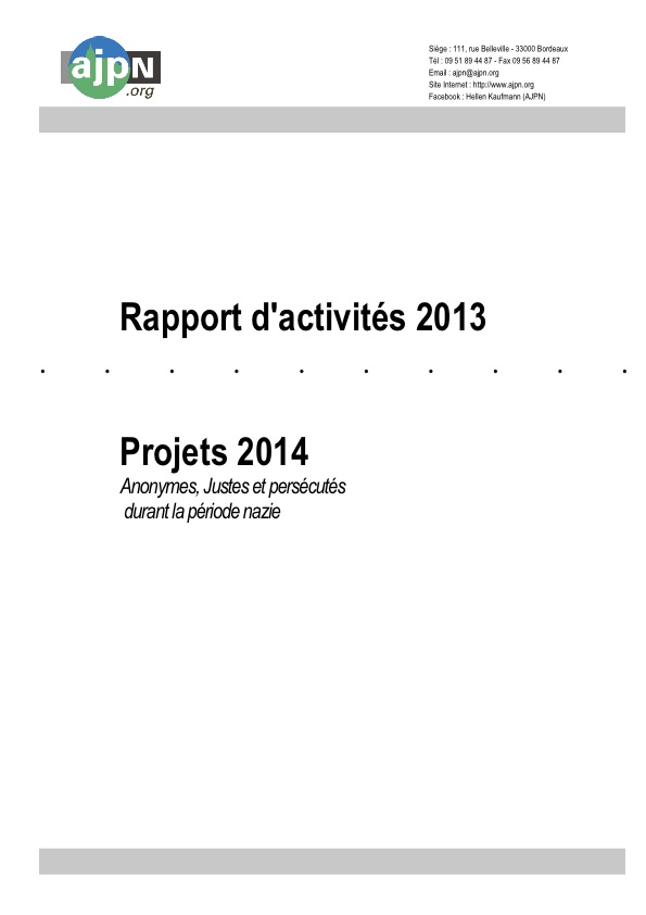 Rapport d'activité 2011 et projets 2012